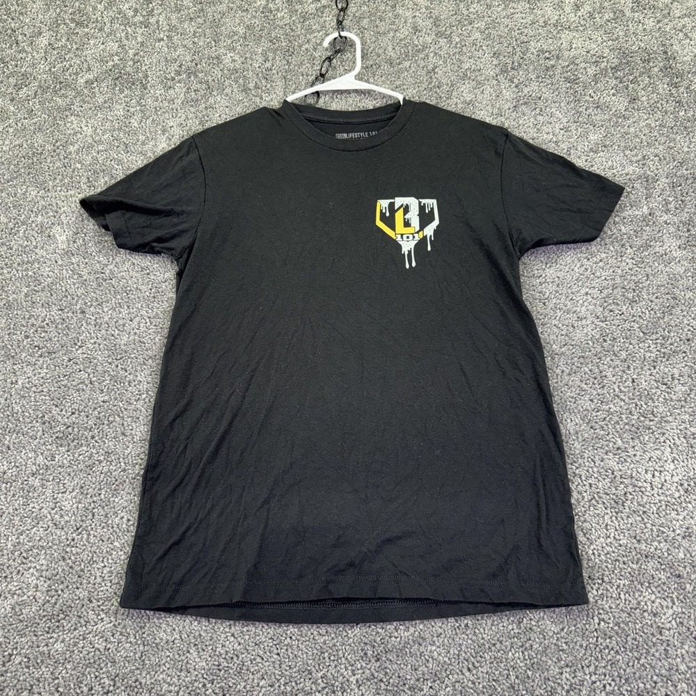 Baseball Lifestyle 101 Shirt Mens Medium Black Baseball Graphic Tee Tagless